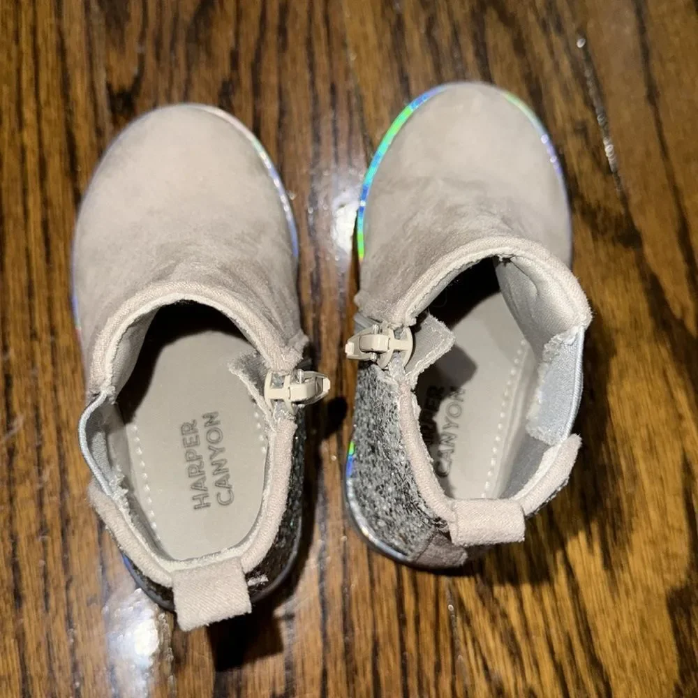 Sparkly Tan Kids Ankle Boots 6